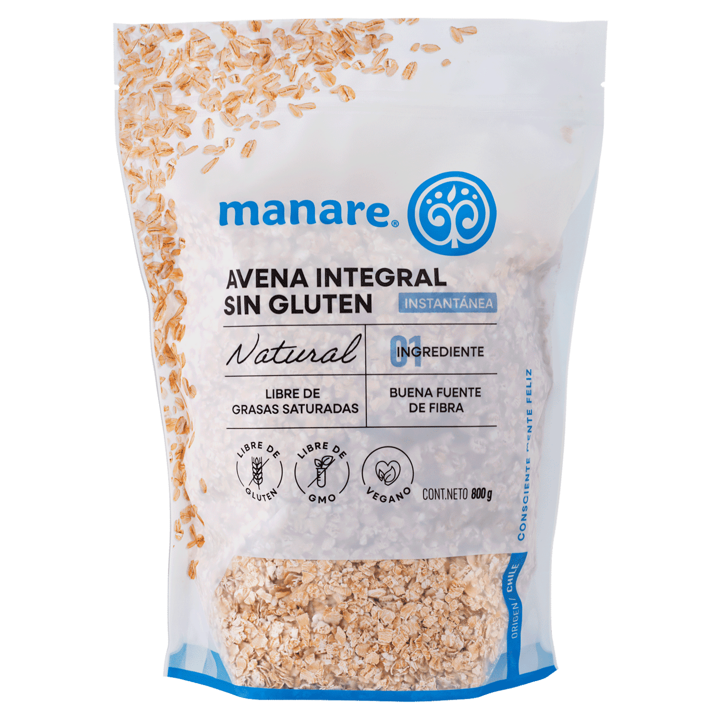 Avena sin gluten instantanea 800 gramos Marca Manare