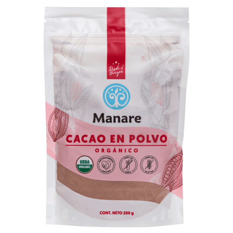 Cacao en polvo organico 200 gramos Marca Manare