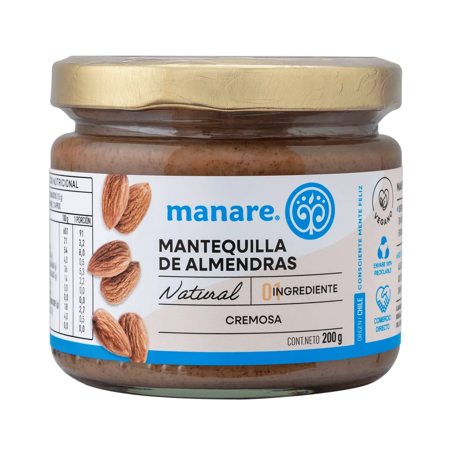 Mantequilla de almendras 200 gramos Marca Manare