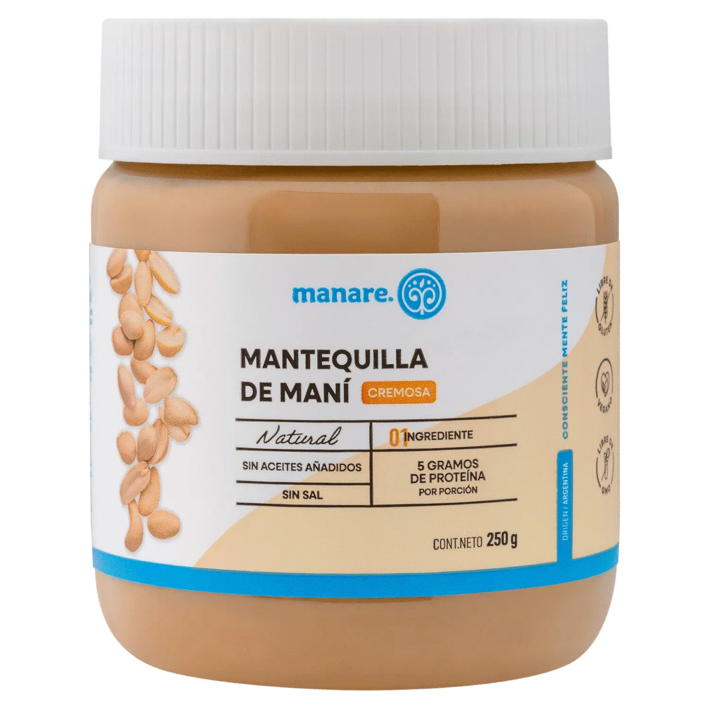 Mantequilla de mani 250 gramos Marca Manare
