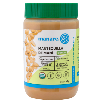 Mantequilla de mani organica 360 gramos Marca Manare