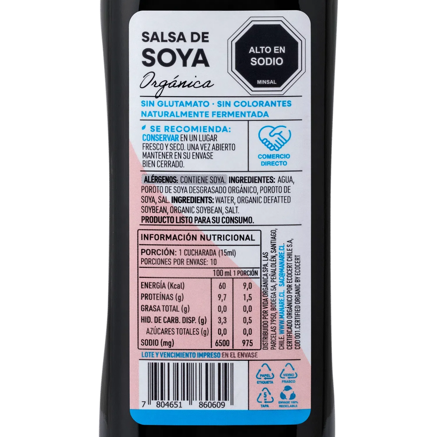 Salsa de soya organica 150 ml Marca Manare