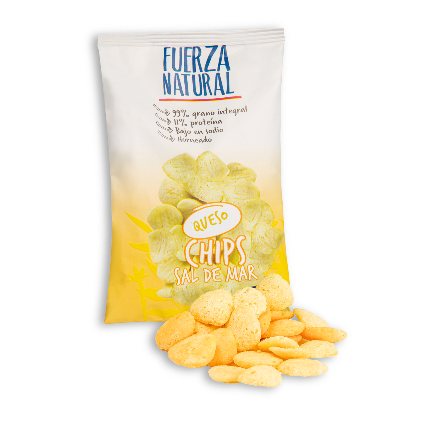 Chips sal de mar sabor queso de 13 gramos Marca Fuerza Natural