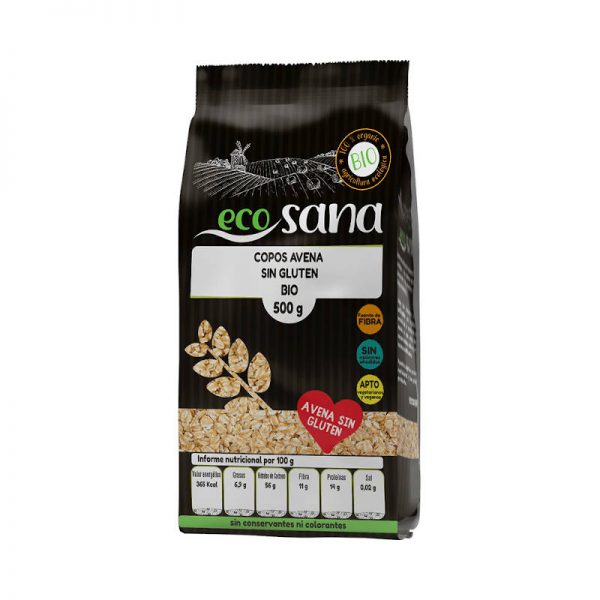 Copos avena grueso sin gluten bio 500 gramos Marca Ecosana