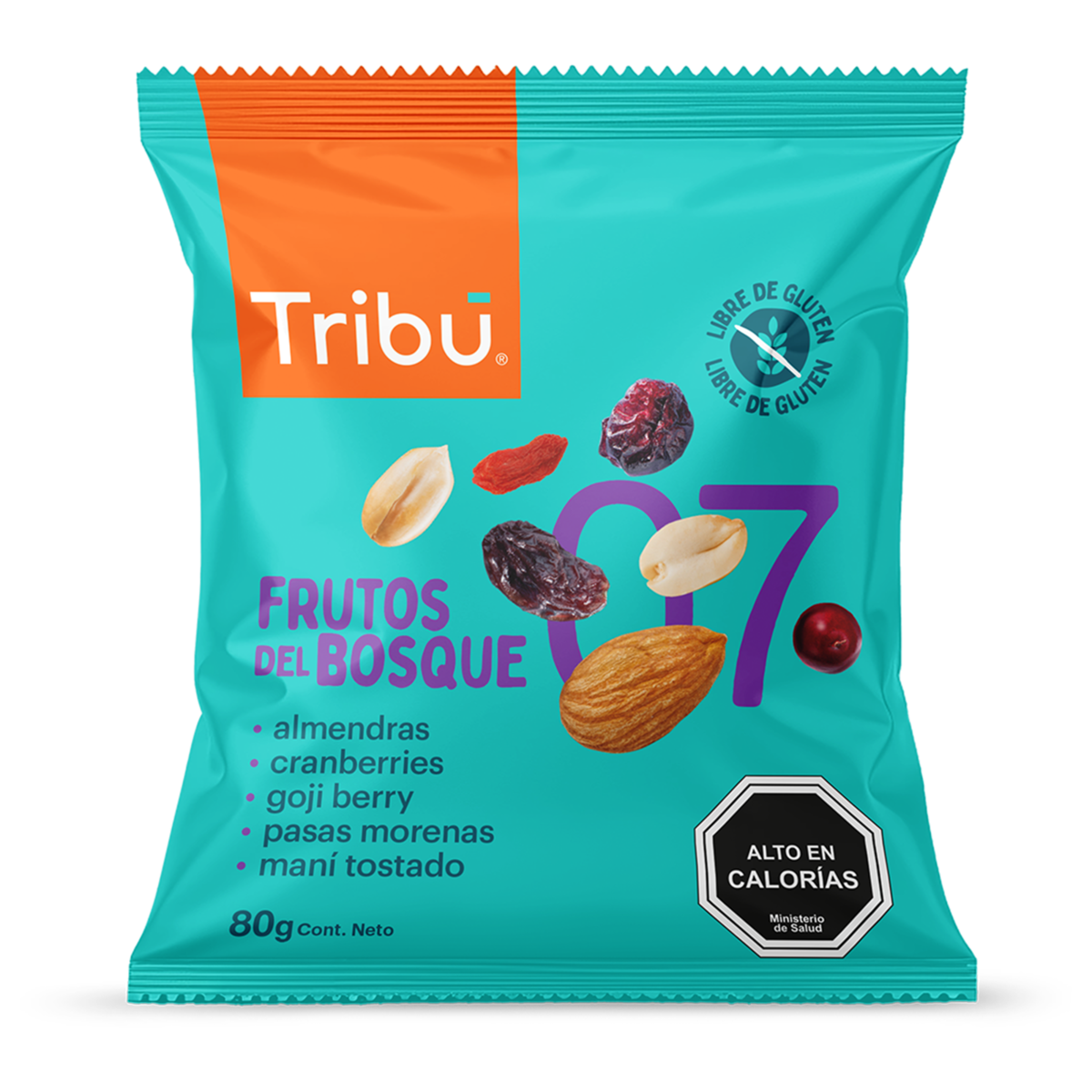 Caja mix frutos del bosque 16 unidades de 80 gramos Marca Tribu