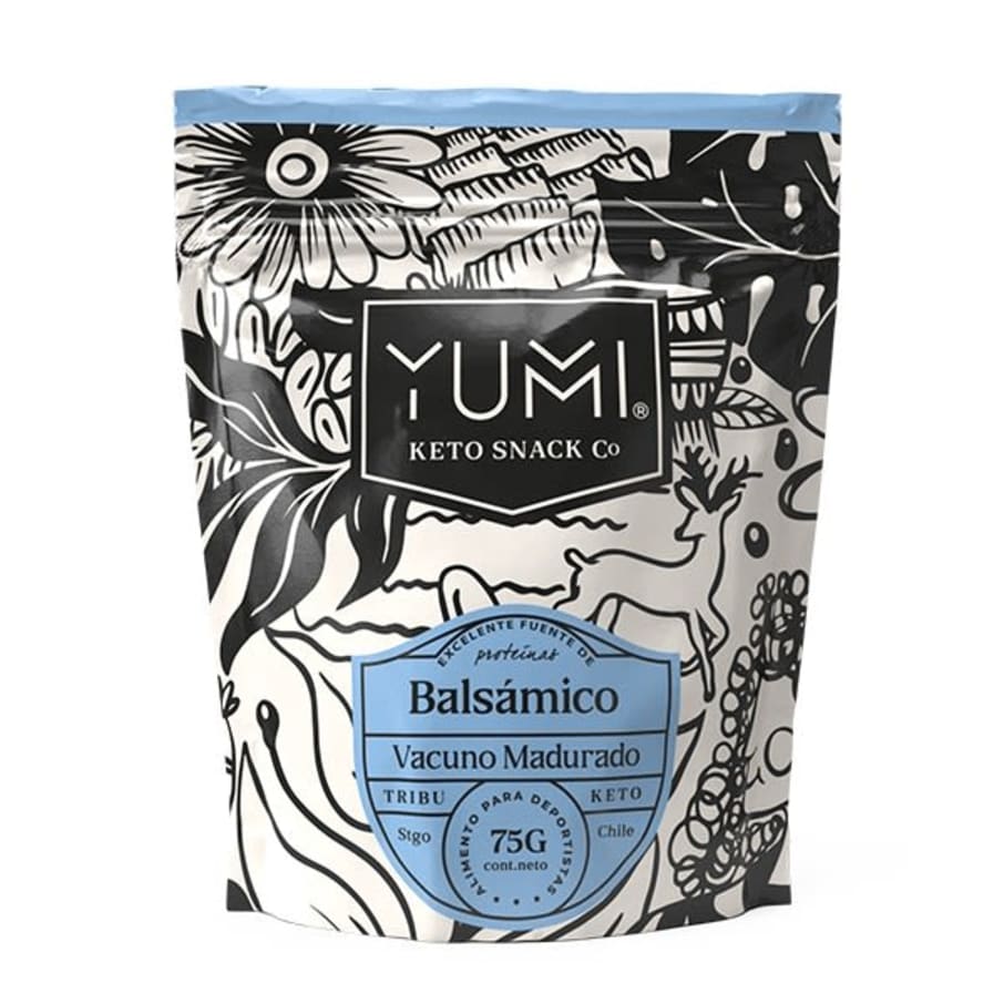 Snack keto de carne sabor vinagre balsamico 75 gramos Marca Yumi