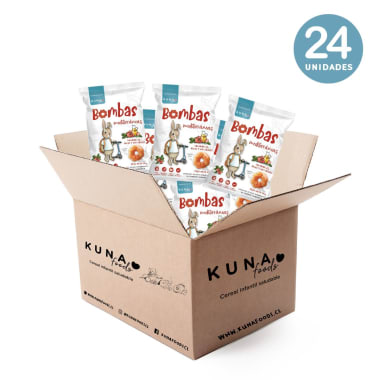 Caja Snack bomba de maiz sabor mediterraneo 24 unidades de 20 gramos Marca Kuna Foods