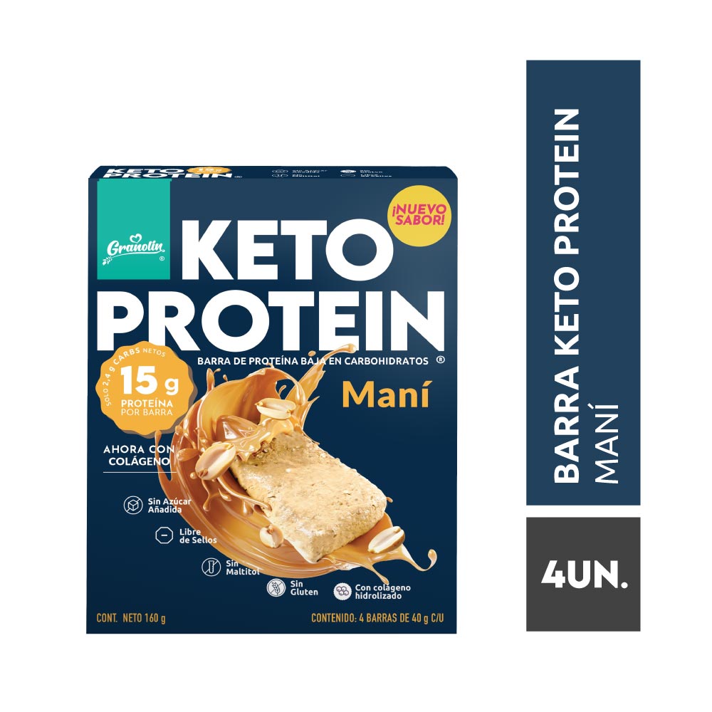 Display 4 unidades barra keto protein mani 40 gramos Marca Granolin