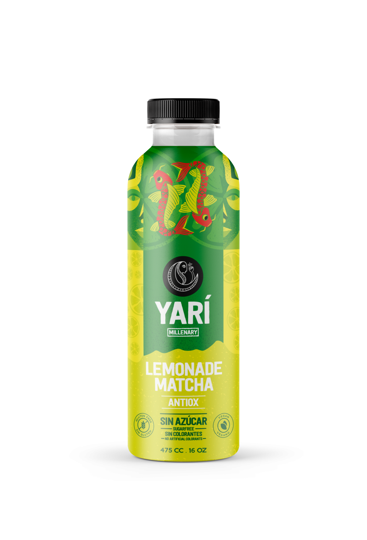 Bebida de te matcha sabor limon y menta 475 cc Marca Yari Drinks