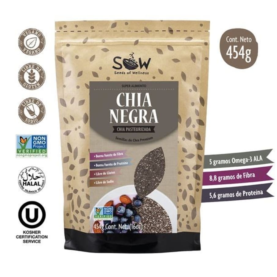 Chia negra 454 gramos Marca Sow