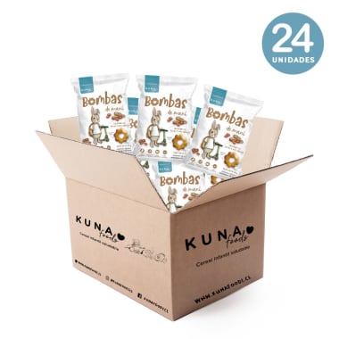 Caja Snack bomba de maiz sabor mani 24 unidades de 20 gramos Marca Kuna Foods