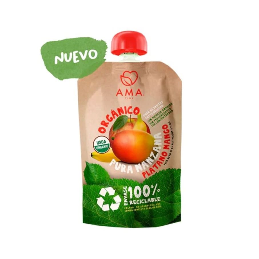 Pure Manzana platano mango organico 90 gramos Marca Ama