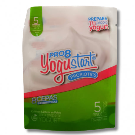 Cultivo lactico en polvo pro8 5 sachets 5 gramos Marca Yogustart