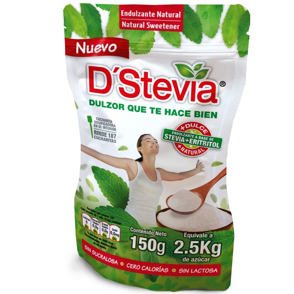 Endulzante dstevia doypack granulado 150 gramos Marca D Stevia