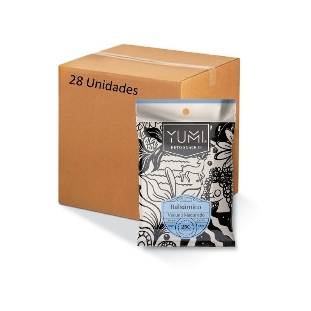 Caja-snack-keto-de-carne-sabor-vinagre-balsamico-28-unidades-de-25-gramos-Marca-Yumi