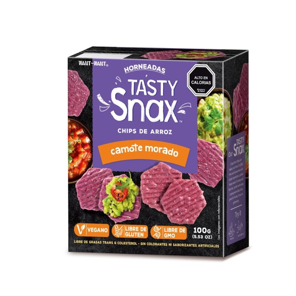Chips-de-arroz-sabor-camote-morado-100-gramos-Marca-Tasty-Snax