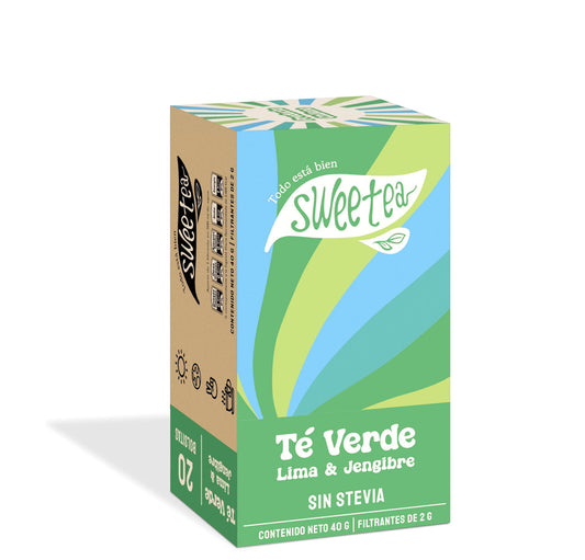 Te verde sabor lima y jengibre sin stevia 20 sobres Marca Sweetea