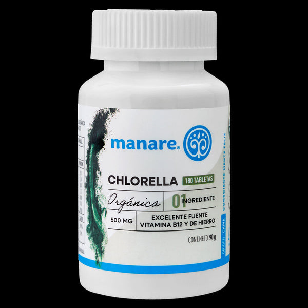 Chlorella organica 180 tabletas Marca Manare