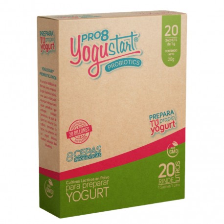 Cultivo lactico en polvo pro8 20 sachets 20 gramos Marca Yogustart