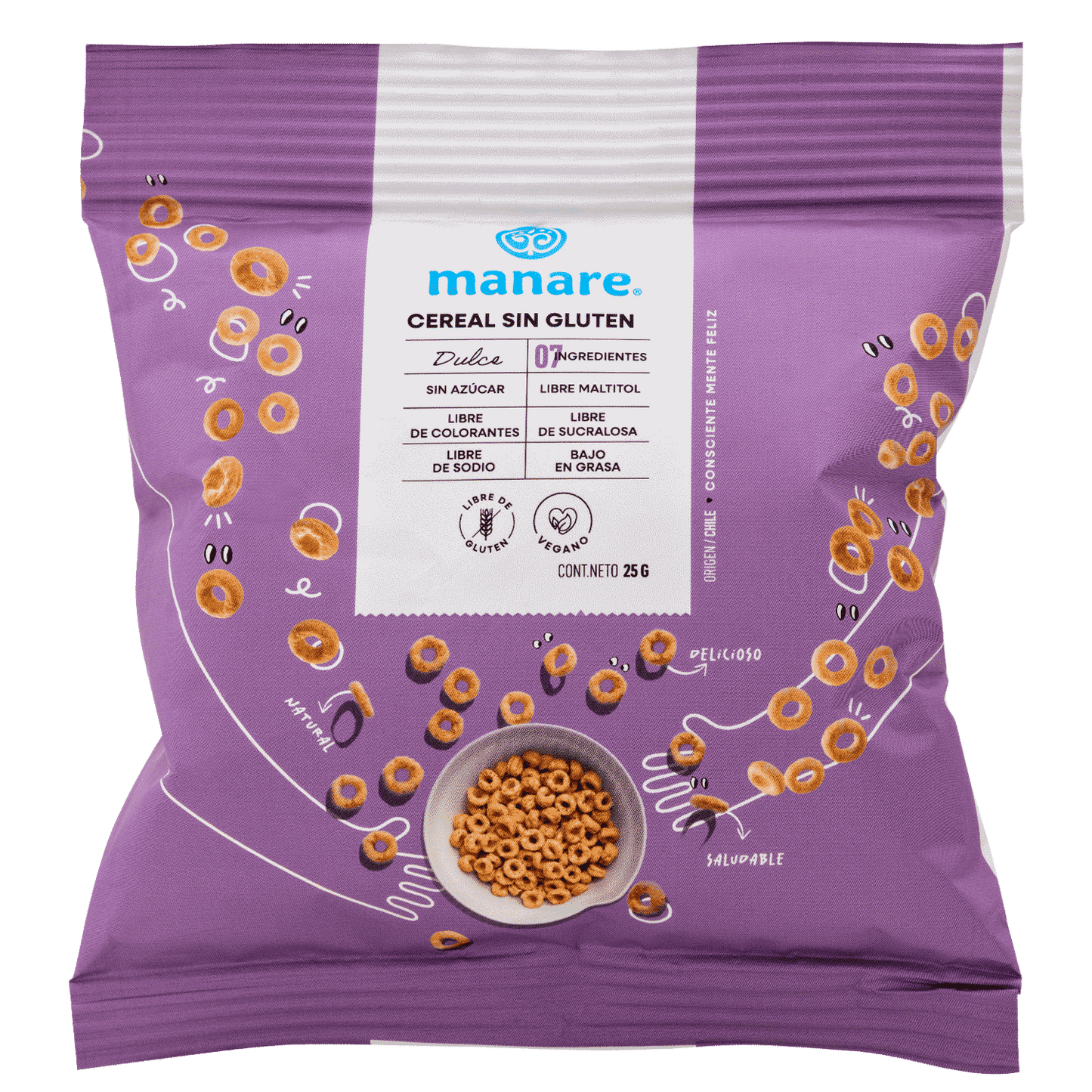 Cereal sin gluten dulce 25 gramos Marca Manare