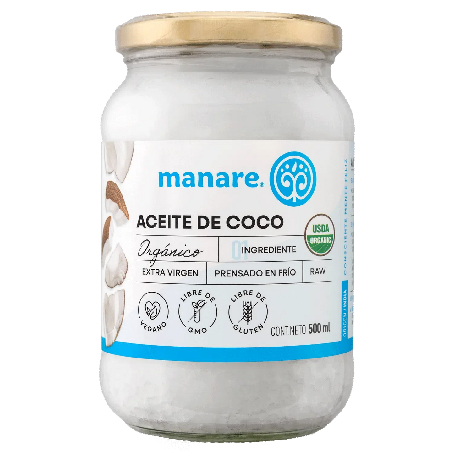 Aceite de coco organico 500 ml Marca Manare