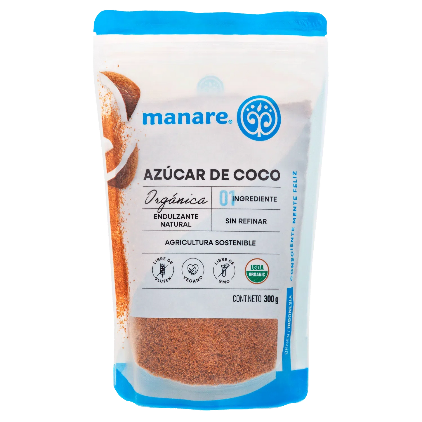 Azucar de coco organica 300 gramos Marca Manare