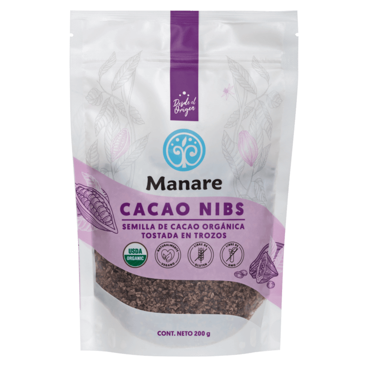 Cacao nibs organico 200 gramos Marca Manare