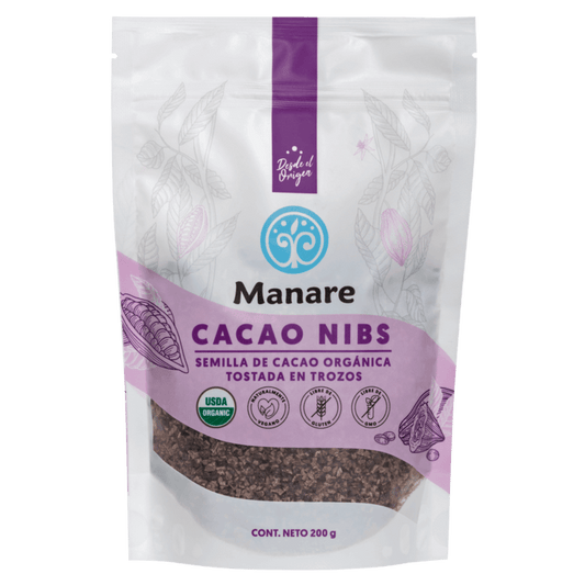 Cacao nibs organico 200 gramos Marca Manare