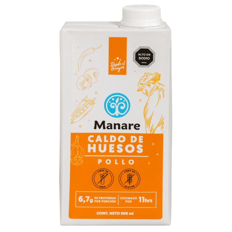 Caldo de huesos de pollo sin gluten 500 ml Marca Manare
