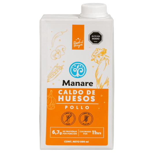 Caldo de huesos de pollo sin gluten 500 ml Marca Manare