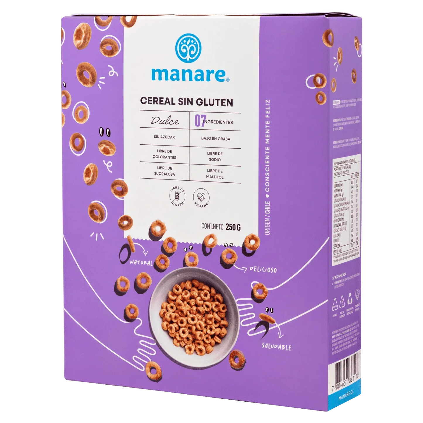 Cereal sin gluten dulce 250 gramos Marca Manare