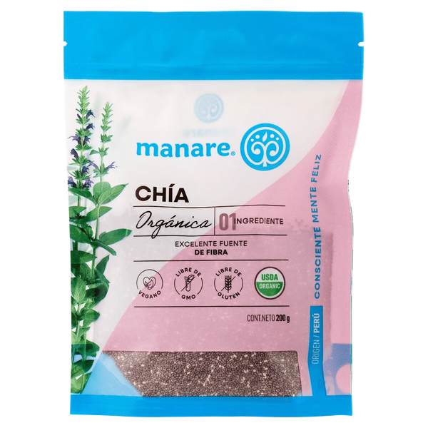 Semillas de chia organica 200 gramos Marca Manare
