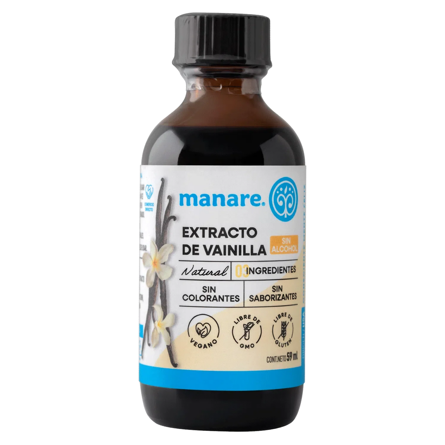 Extracto de vainilla sin alcohol 59 ml Marca Manare