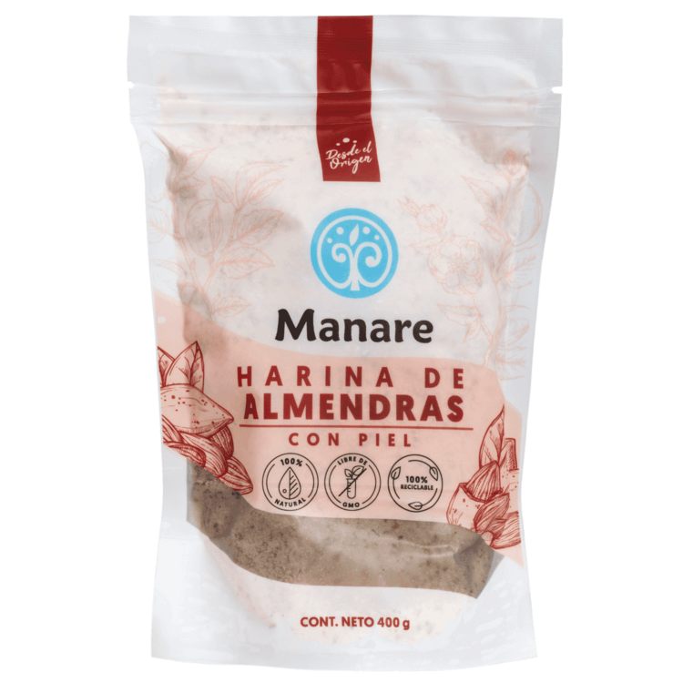 Harina de almendras con piel 400 gramos Marca Manare