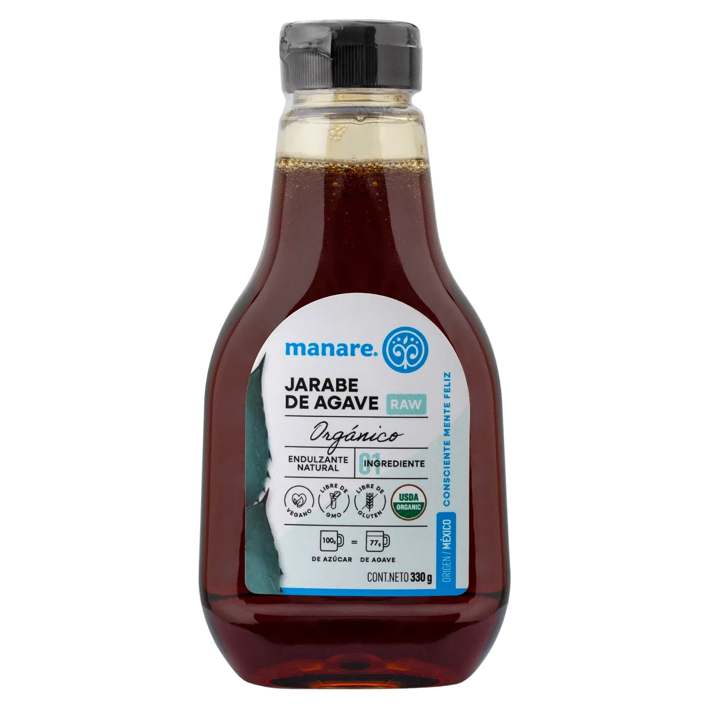 Jarabe de agave raw organico 330 gramos Marca Manare