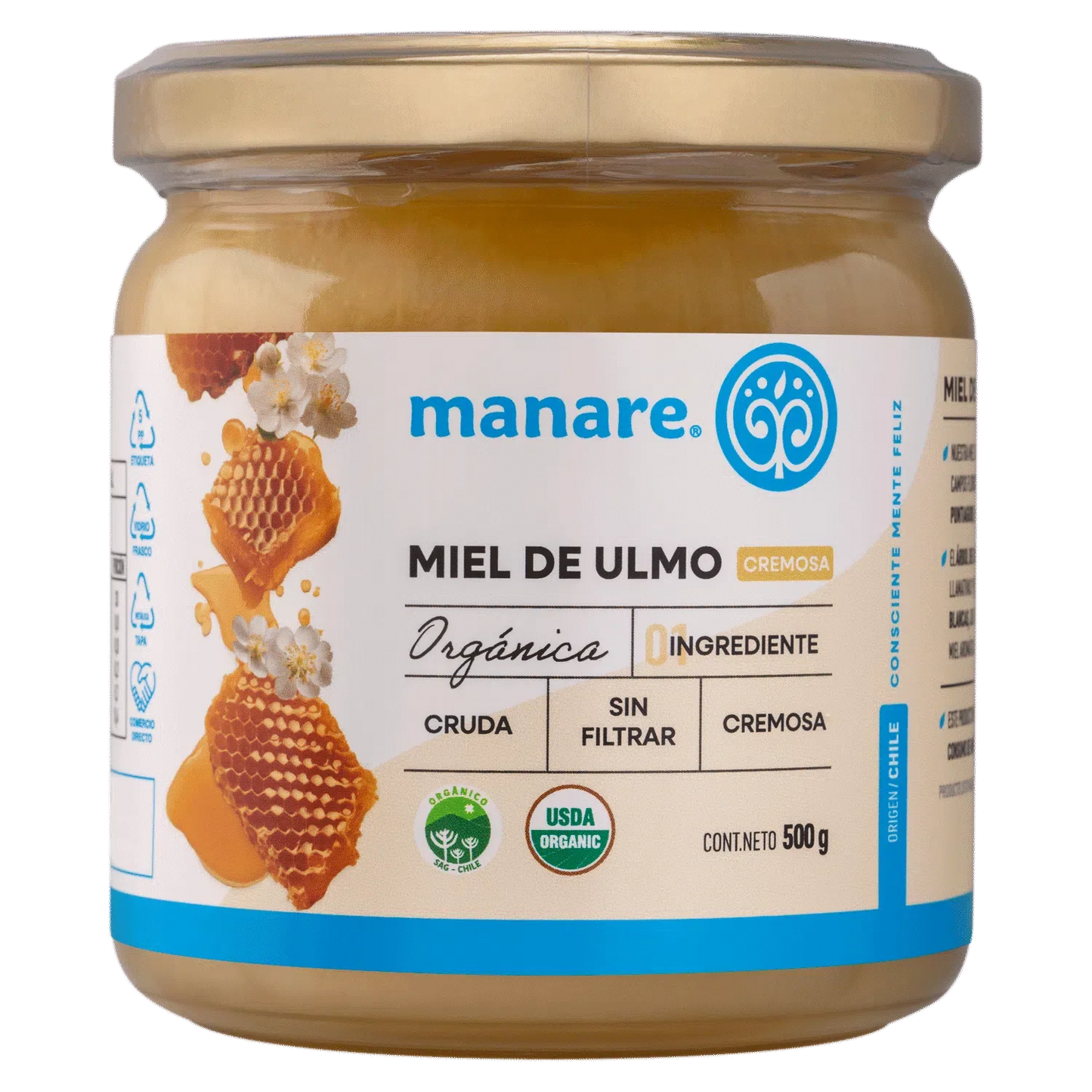 Miel de ulmo organica 500 gramos Marca Manare