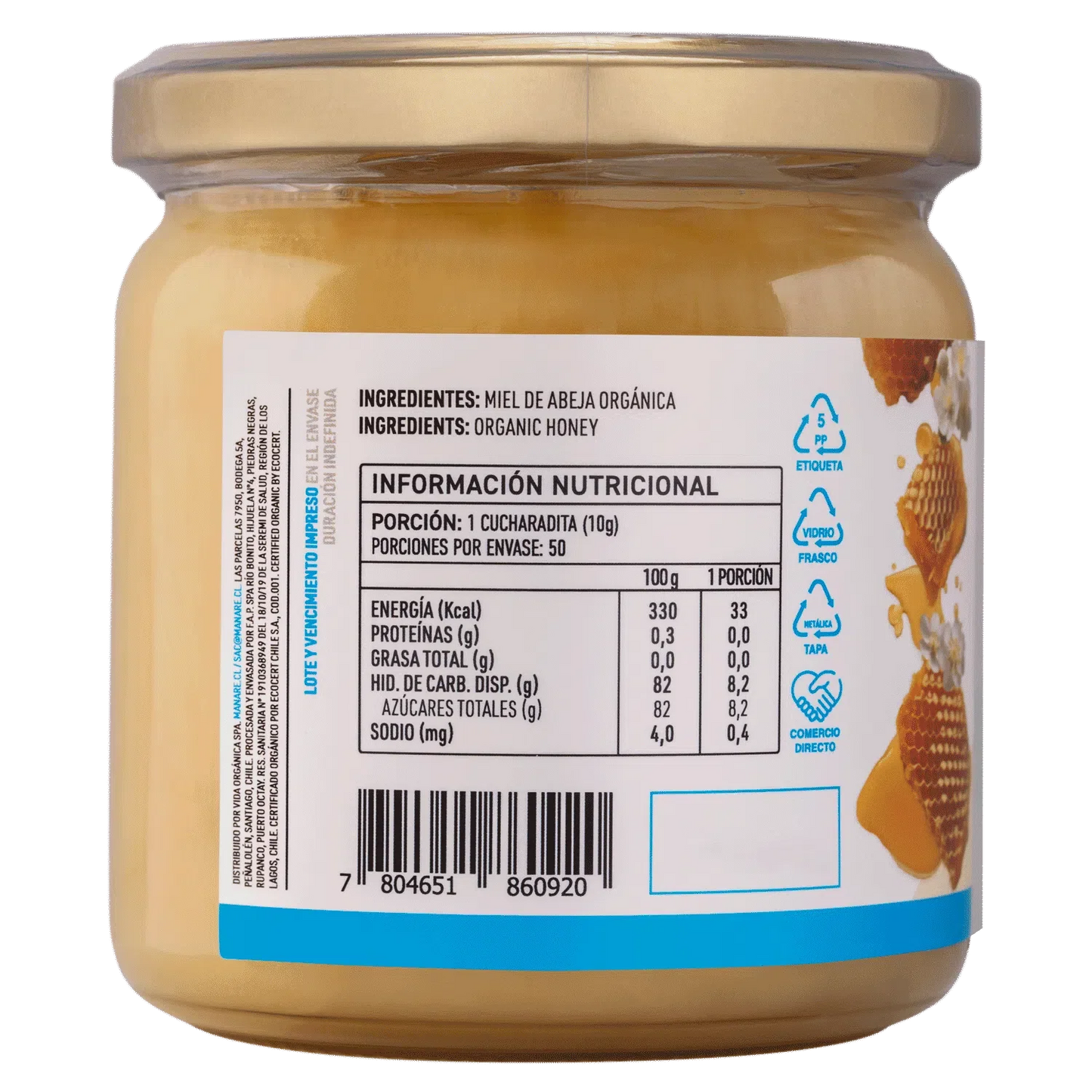 Miel de ulmo organica 500 gramos Marca Manare