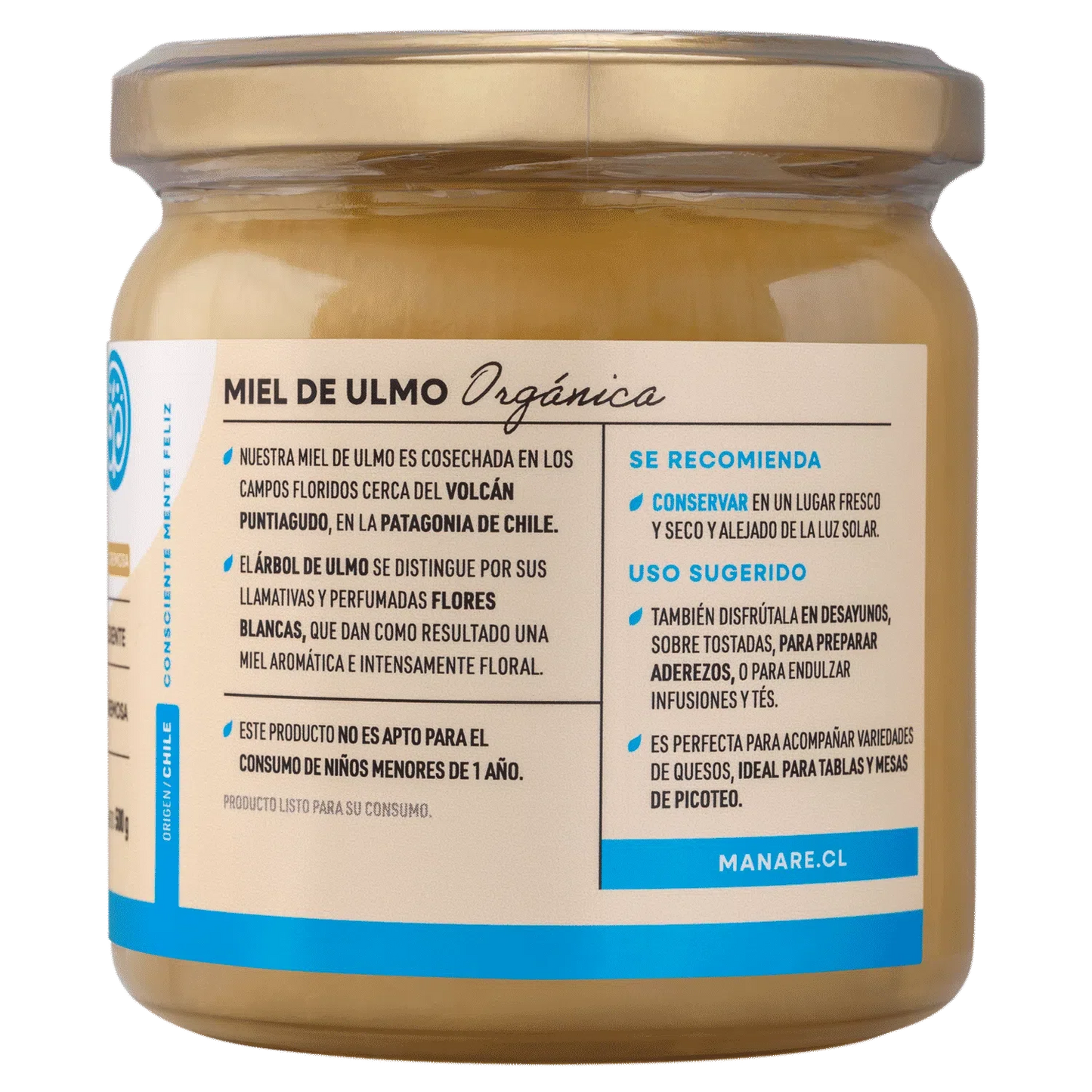 Miel de ulmo organica 500 gramos Marca Manare