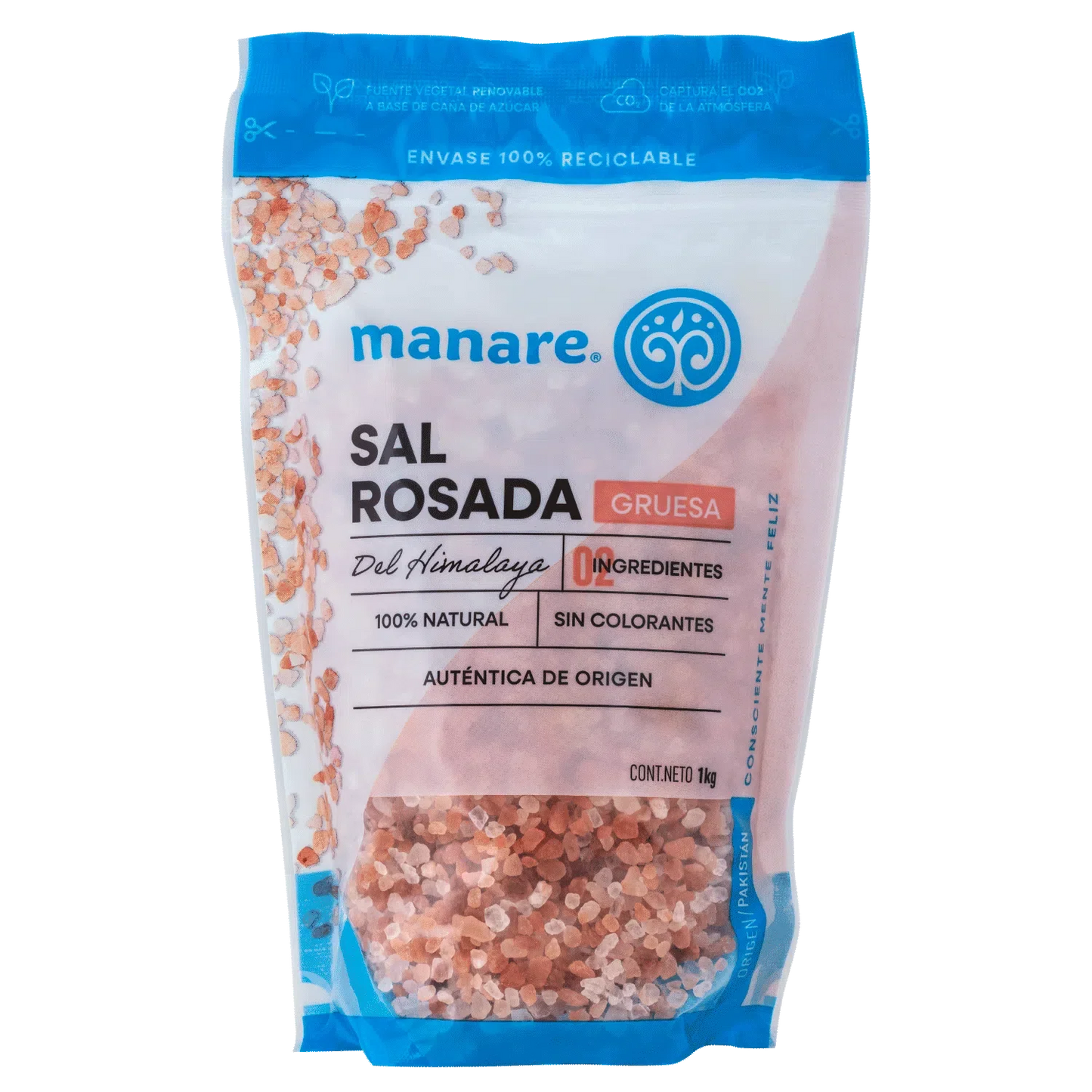 Sal rosada del himalaya gruesa 1 kilogramo Marca Manare