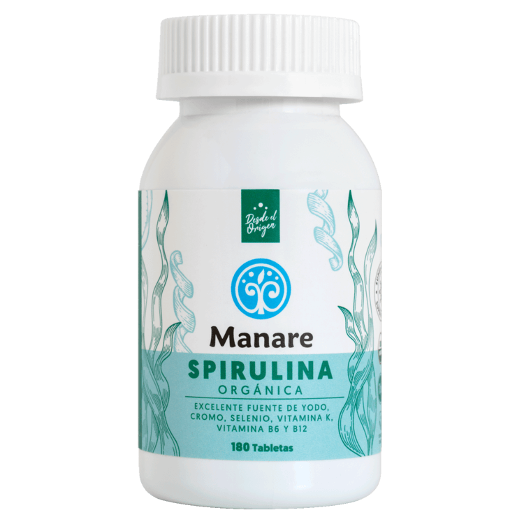 Spirulina organica 180 tabletas Marca Manare