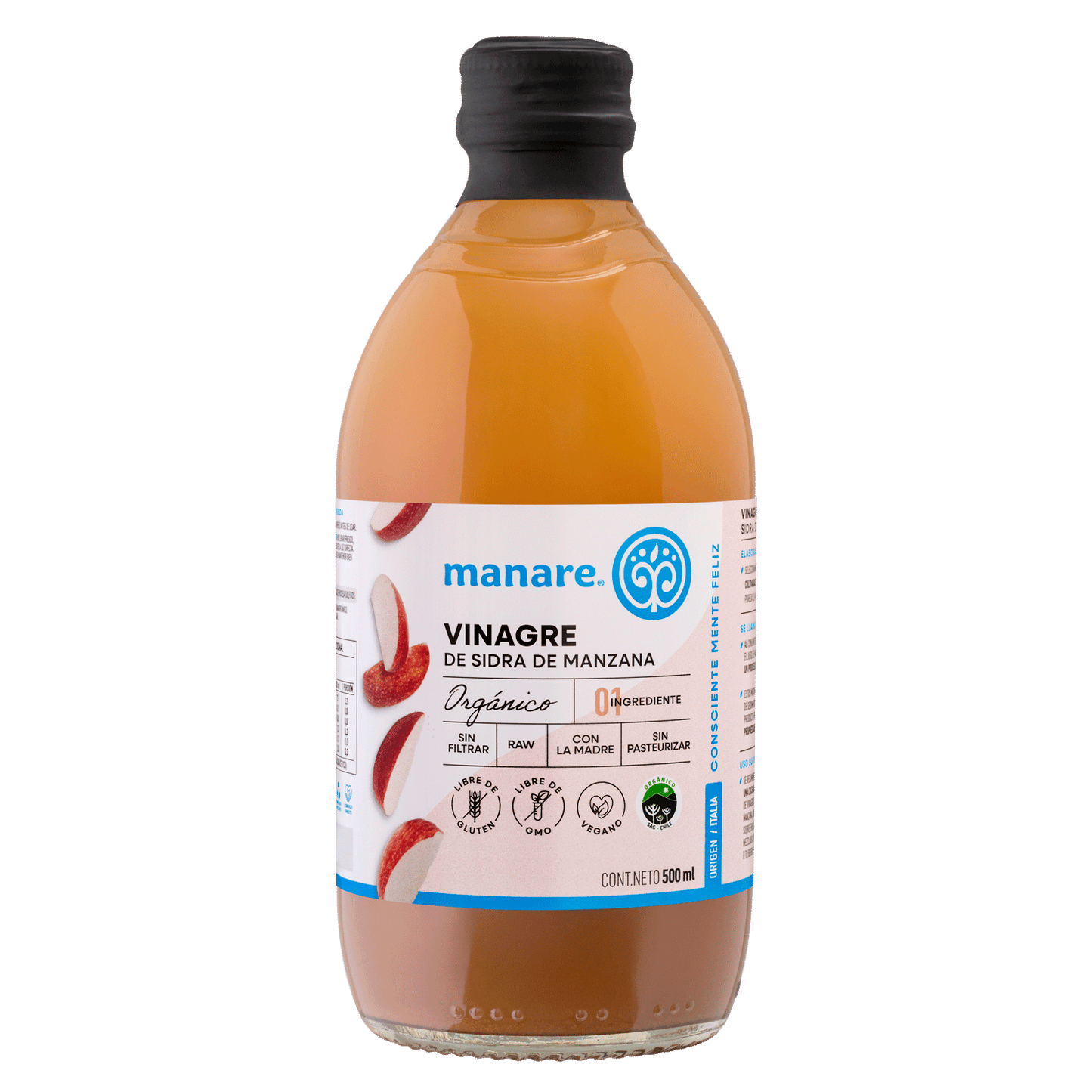 Vinagre de manzana organico 500 ml Marca Manare