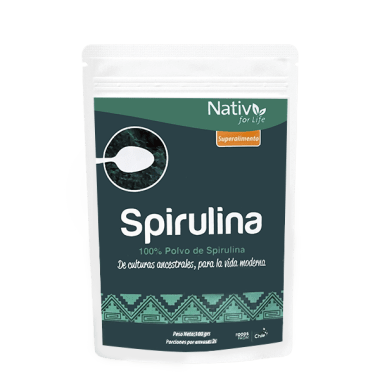 Espirulina en polvo 100 gramos Marca Nativ For life