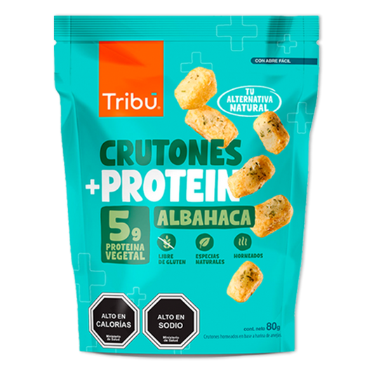 Caja crutones protein albahaca 15 unidades de 80 gramos Marca Tribu