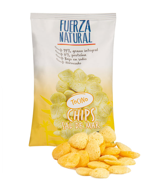 Chips sal de mar sabor tocino de 13 gramos Marca Fuerza Natural