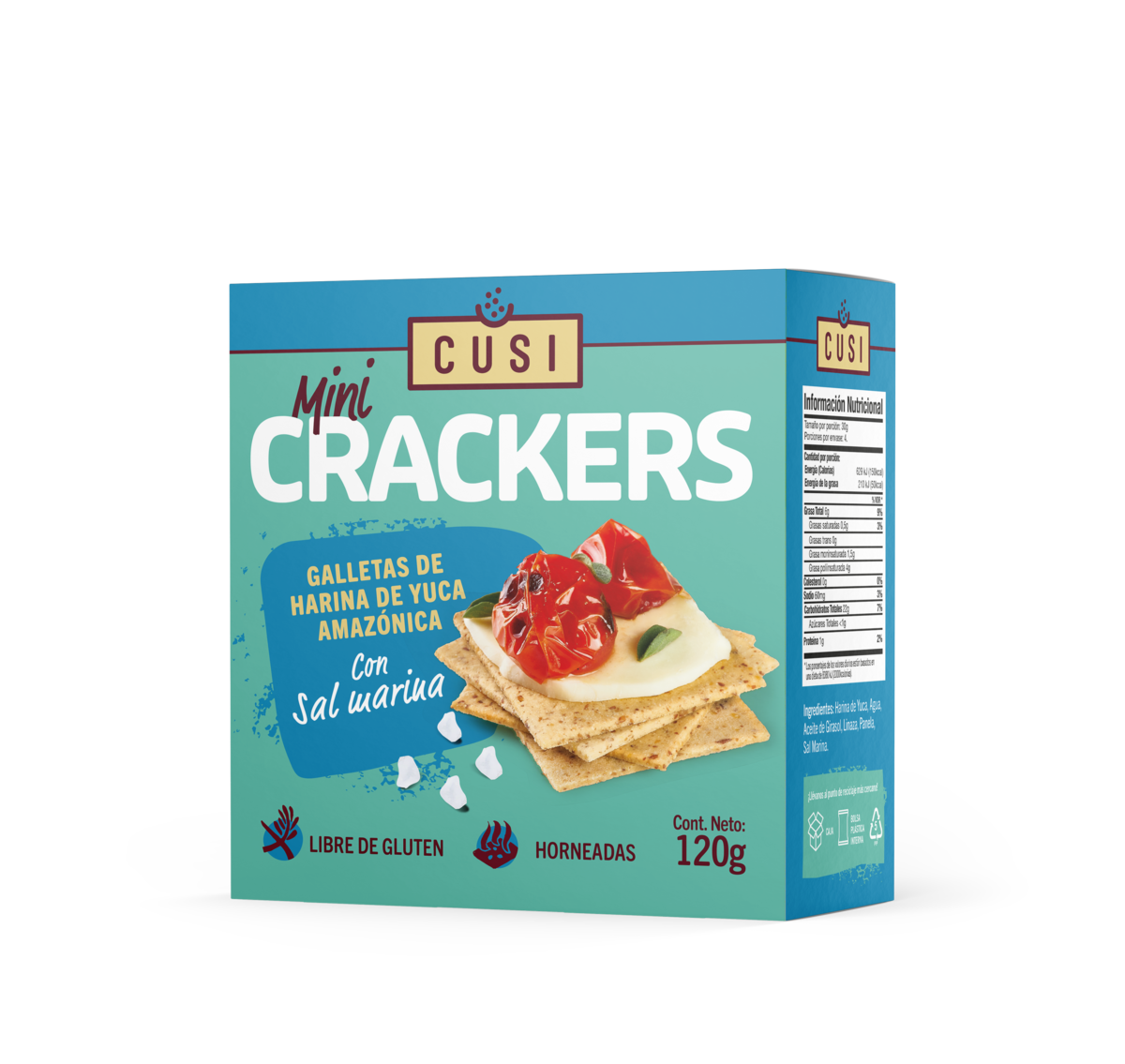 Crackers de yuca y sal marina 120 gramos Marca Cusi