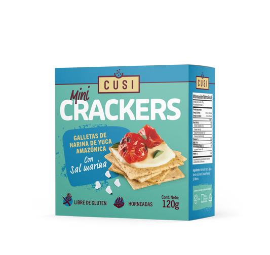 Crackers de yuca y sal marina 120 gramos Marca Cusi