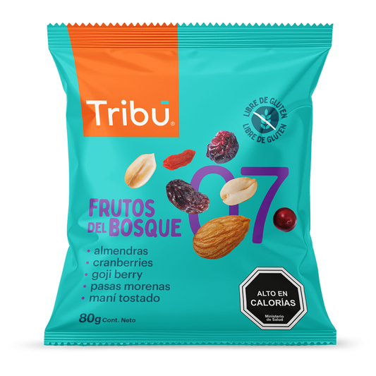 Caja mix frutos del bosque 16 unidades de 80 gramos Marca Tribu