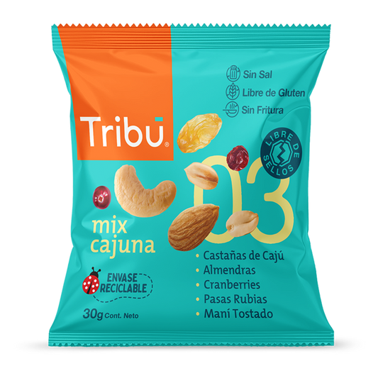 Caja mix cajuna 128 unidades de 30 gramos Marca Tribu