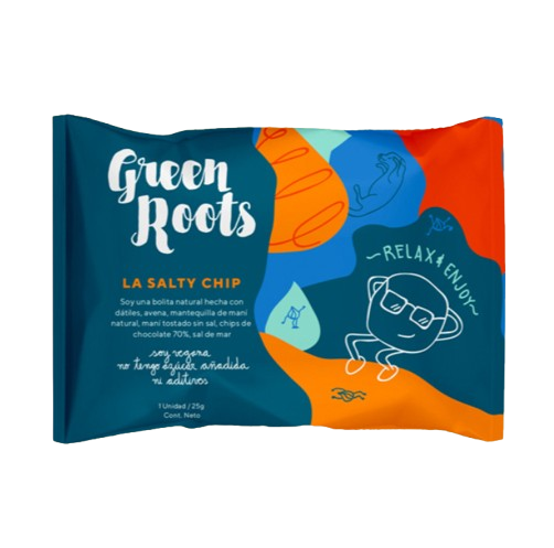 Bolita energetica de mani y choco chips La Salty Chip 25 gramos Marca GreenRoots