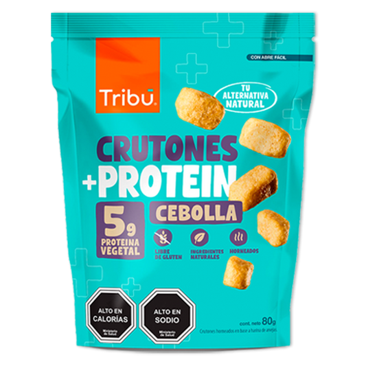 Caja crutones protein cebolla 15 unidades de 80 gramos Marca Tribu